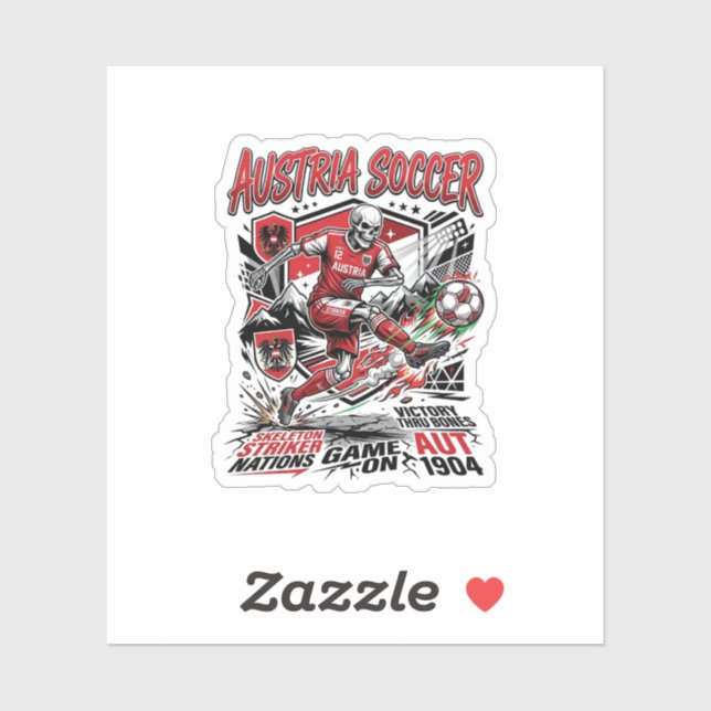 Austria Soccer Skeleton Striker Nations Poster Sty Sticker (Sheet)