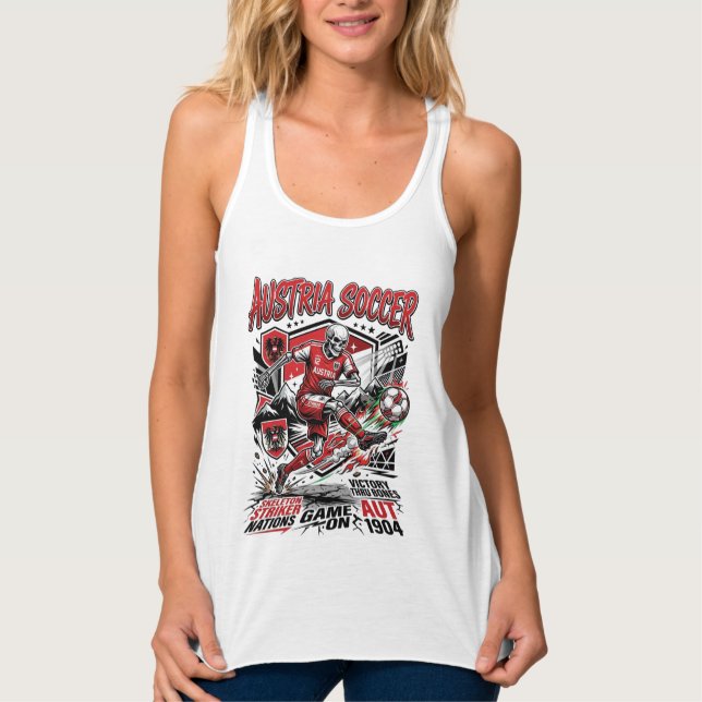 Austria Soccer Skeleton Striker Nations Poster Sty Tank Top (Front)
