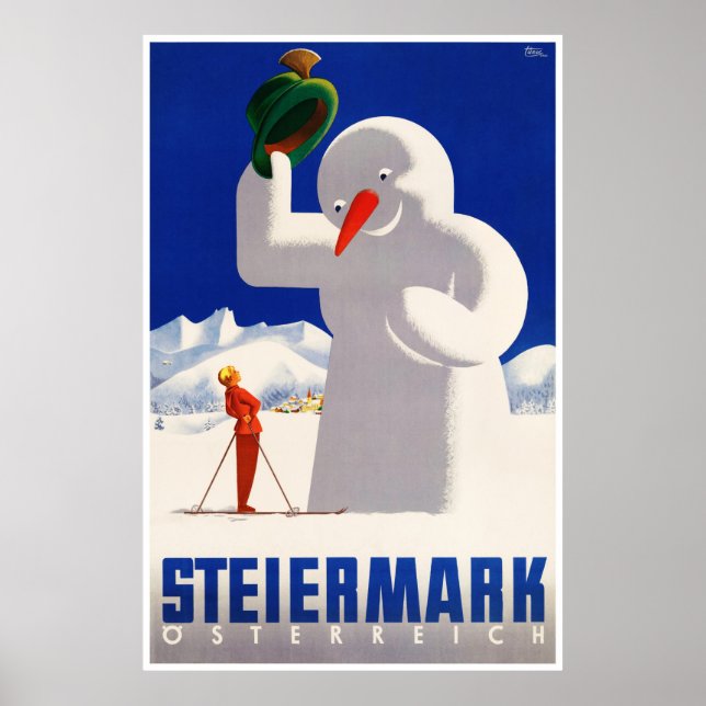 Austria Steiermark Vintage Travel Poster Restored (Front)