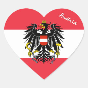 Austria Sticker, Heart, Patriotic Austrian Flag Heart Sticker