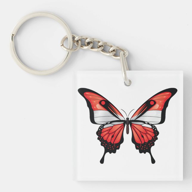 Austria Swallowtail Butterfly Flag Sticker Keychain (Front)
