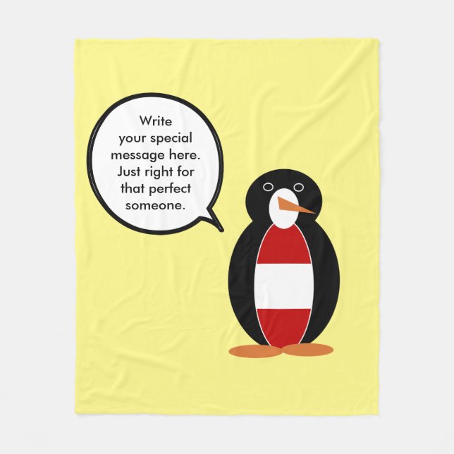 Austria Talking Ms Penguin Personalized  Fleece Blanket (Front)
