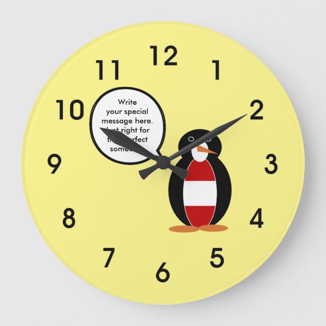 Austria Talking Ms Penguin Personalized  Large Clock (Front)