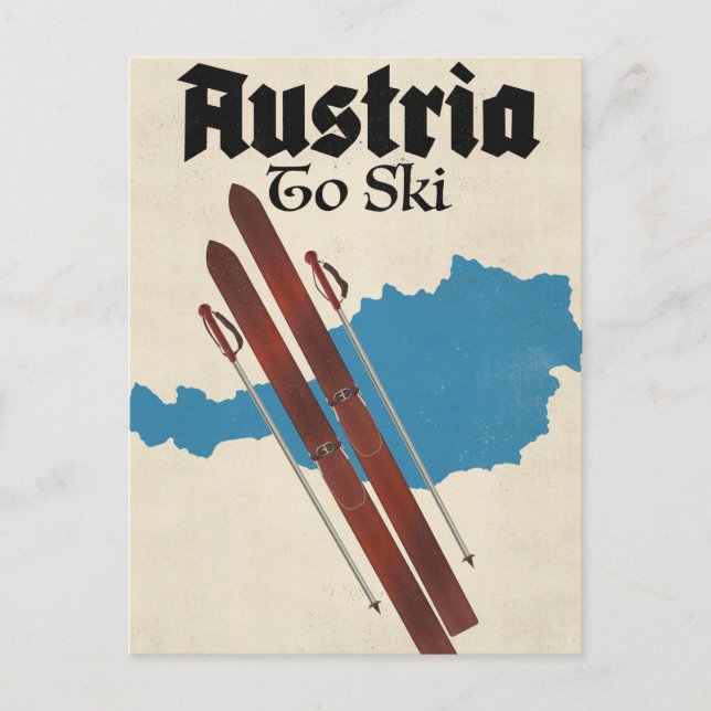 Austria To Ski Postcard (Front)