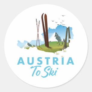 Austria to ski. T-Shirt Classic Round Sticker