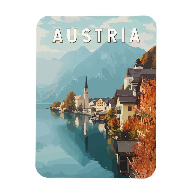 Austria Travel Art Vintage Magnet (Vertical)