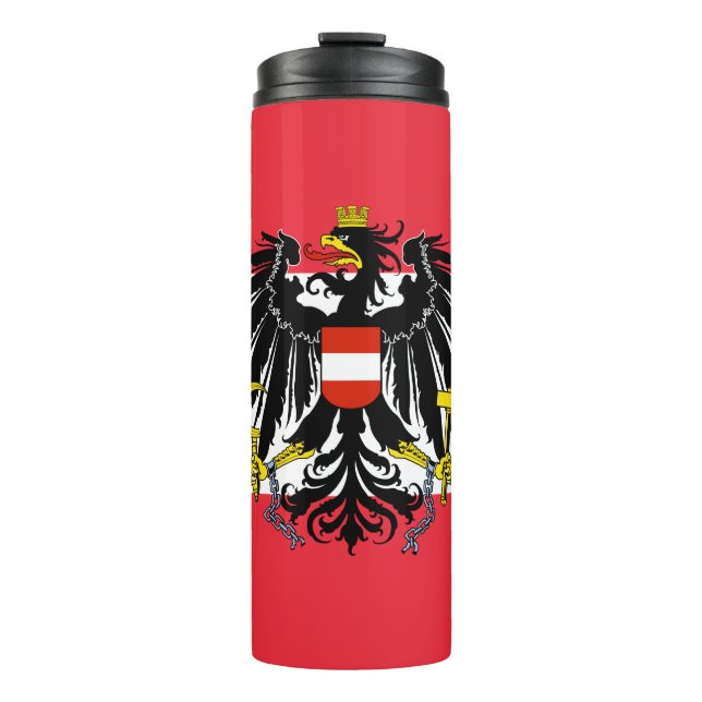 Austria Travel Mug, patriotic Austrian Flag Thermal Tumbler (Front)
