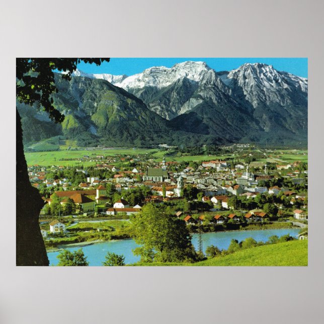 Austria, Tyrol, Solbad Hall and River Inn Poster (Front)