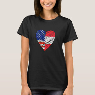 Austria USA Heart American Flag Austrian Flag Love T-Shirt