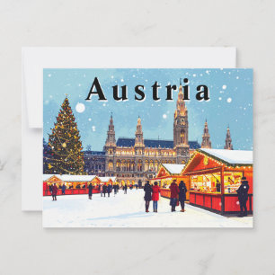 Austria Vienna Rathaus Winter Christmas Market Postcard