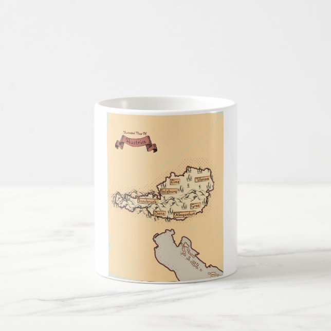 Austria Vintage Illustrated map Coffee Mug (Center)