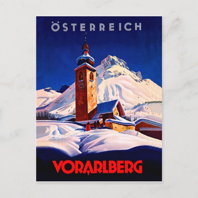 Austria, Vorarlberg on winter, vintage travel Postcard (Front)