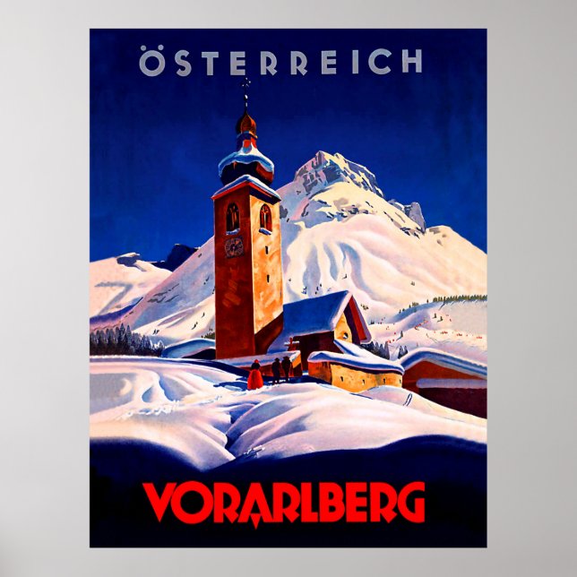 Austria, Vorarlberg on winter, vintage travel Poster (Front)