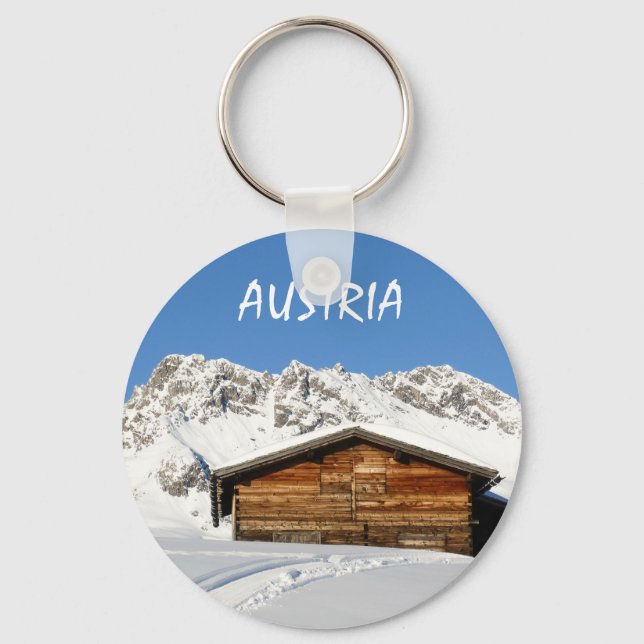 Austria Winter in the Alps Souvenir Keychain (Front)