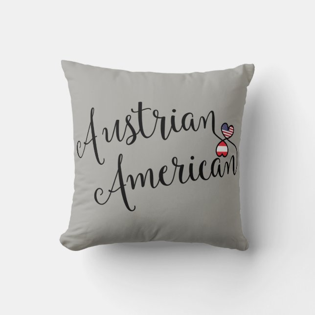 Austrian American Entwined Hearts Throw Cushion (Front)