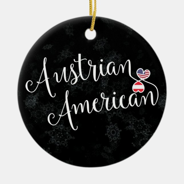 Austrian American Hearts Christmas Tree Ornament (Front)