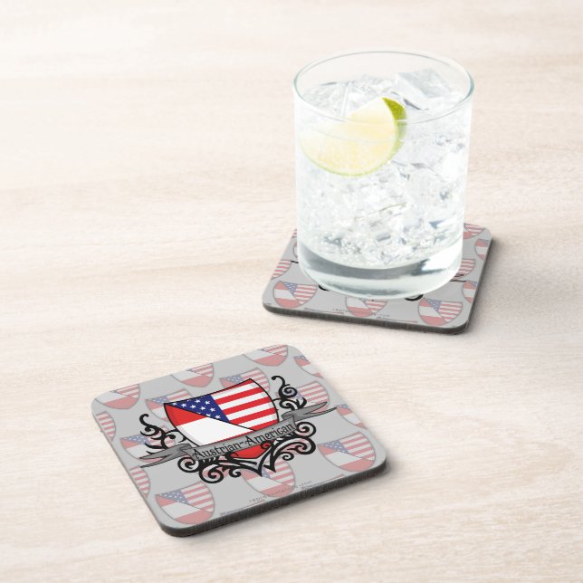 Austrian-American Shield Flag Beverage Coaster (Right Side)