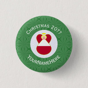 Austrian Angel Christmas Flag Personalized Button