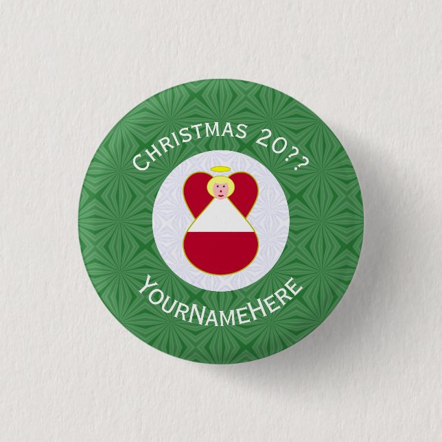 Austrian Angel Christmas Flag Personalized  Button (Front)