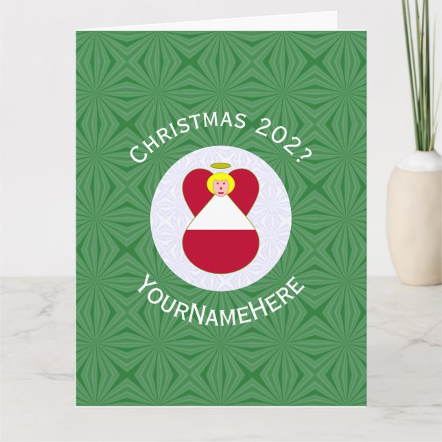 Austrian Angel Christmas Flag Personalized  Card (Front)