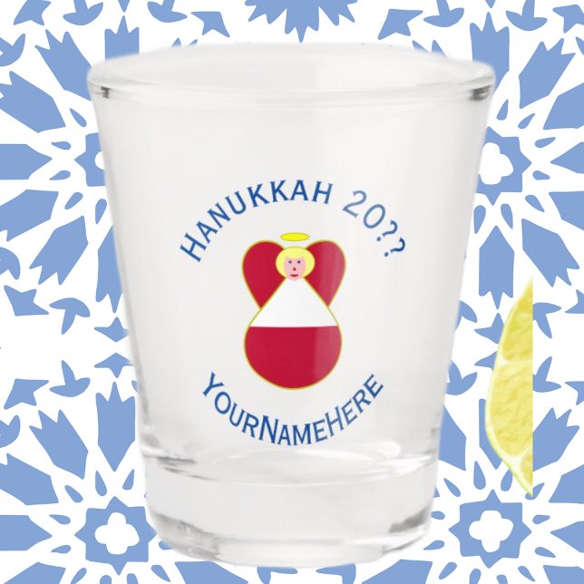 Austrian Angel Hanukkah Flag Personalized  Shot Glass (Creator Uploaded)