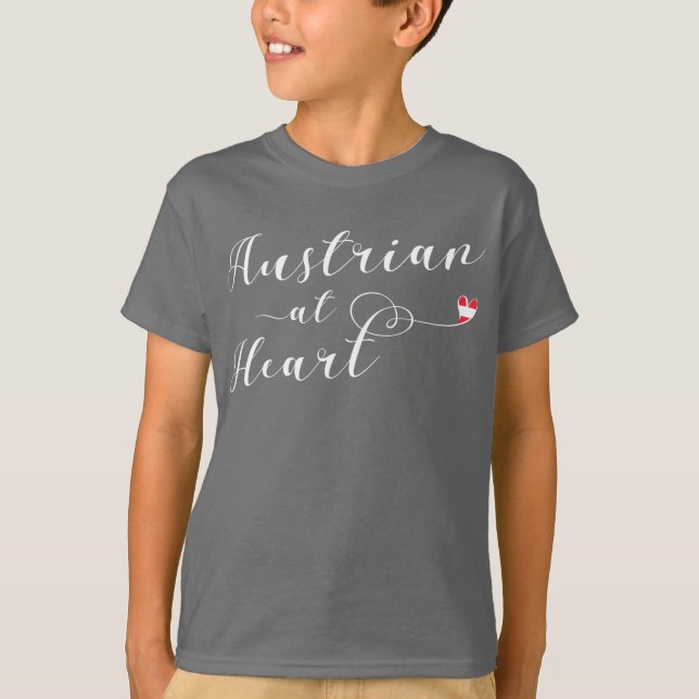 Austrian At Heart, I Love Austria T-Shirt (Front)