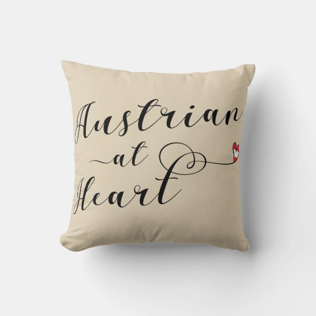 Austrian At Heart Throw Cushion, Austria Throw Pillow (Front)