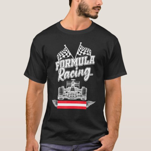 Austrian Auto Race Austria Flag Formula Racing Car T_Shirt