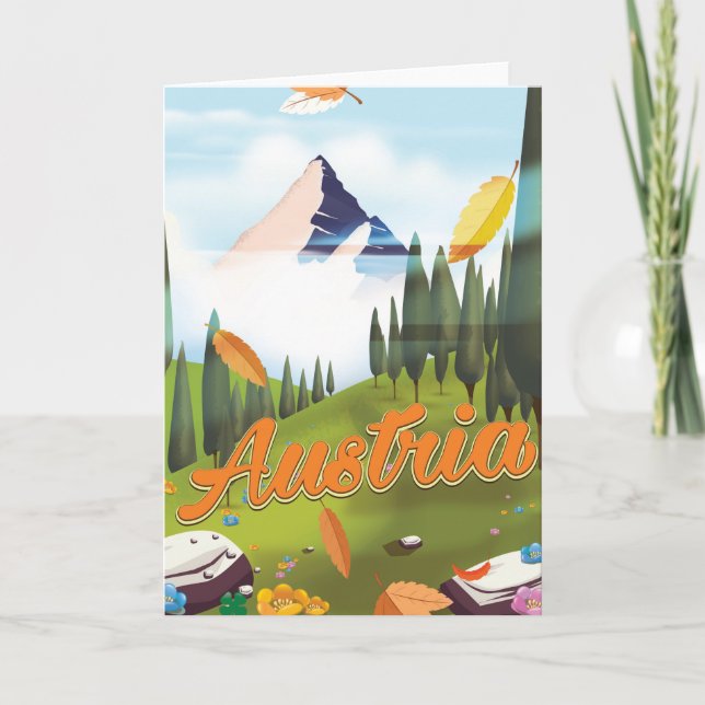 Austrian cartoon travel poster holiday card (Front)