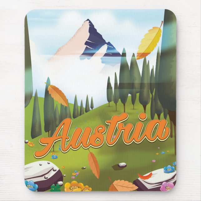 Austrian cartoon travel poster mouse pad (Front)