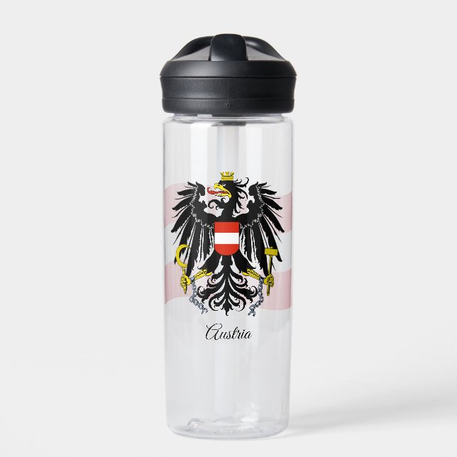 Austrian Coat of Arms, Flag, Austria Water Bottle (Front)