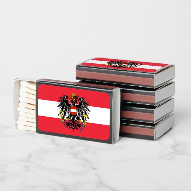 Austrian Flag and Coat of Arms, Flag of Austria Matchboxes (Stacked)