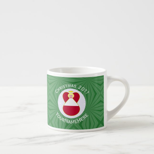 Austrian Flag Angel Christmas Personalized  Espresso Cup (Right)