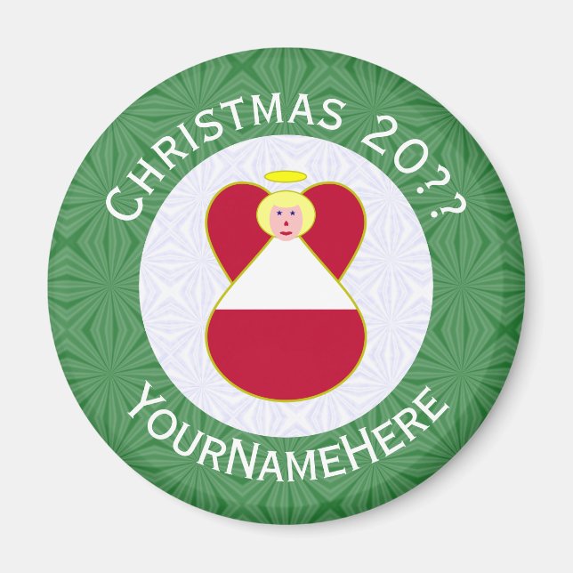 Austrian Flag Angel Christmas Personalized  Magnet (Front)