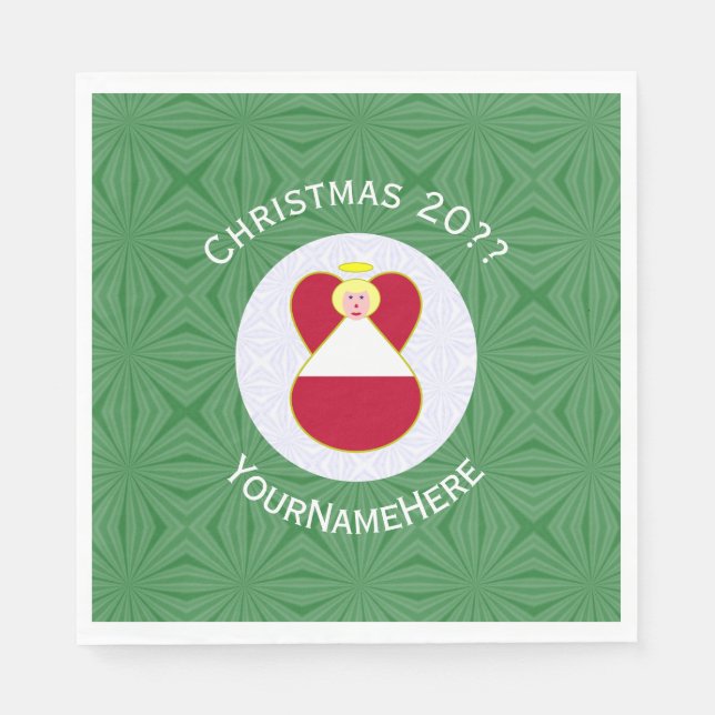 Austrian Flag Angel Christmas Personalized  Napkins (Front)