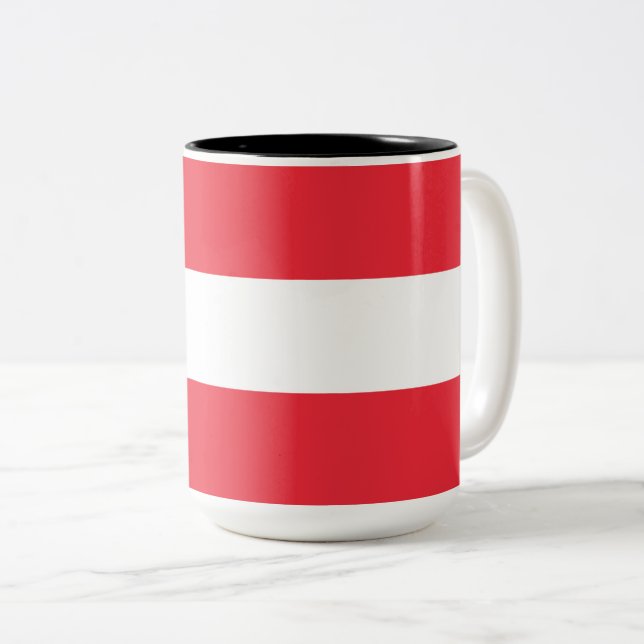 Austrian Flag (Austria) Two-Tone Coffee Mug (Front Right)