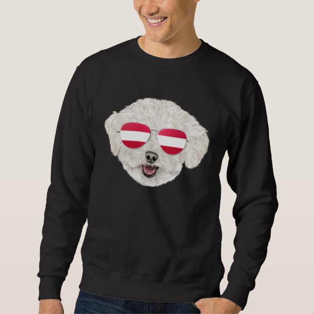 Austrian Flag Bichons Frise Dog Austria Pocket Sweatshirt (Front)