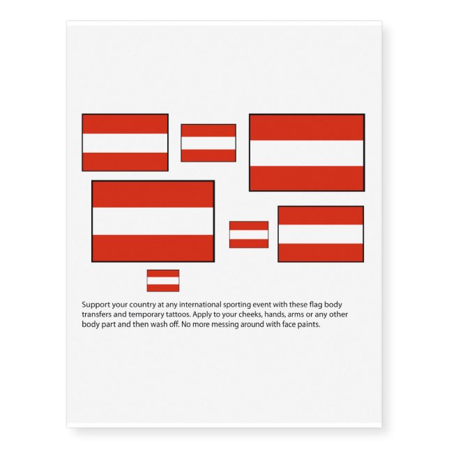 Austrian flag body transfers temporary tattoos (Front)
