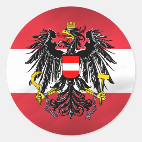 Austrian Flag  Coat of Arms Classic Round Sticker