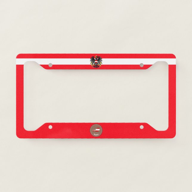 Austrian flag-coat of arms  license plate frame (Front)