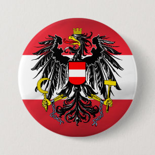 Austrian Flag & Coat of Arms Pinback Button