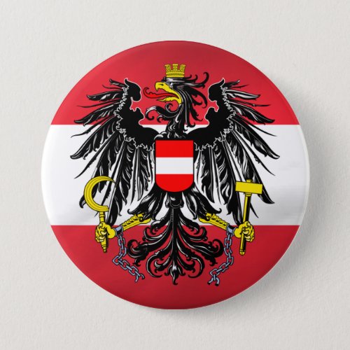 Austrian Flag  Coat of Arms Pinback Button