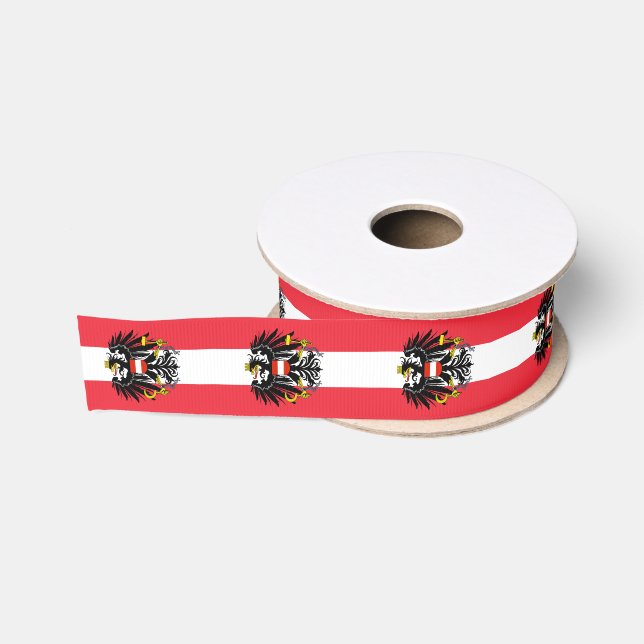 Austrian flag colours ribbon, Emb, Austria /sports Grosgrain Ribbon (Spool)