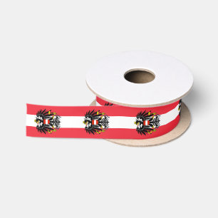 Austrian flag colours ribbon, Emb, Austria /sports Satin Ribbon