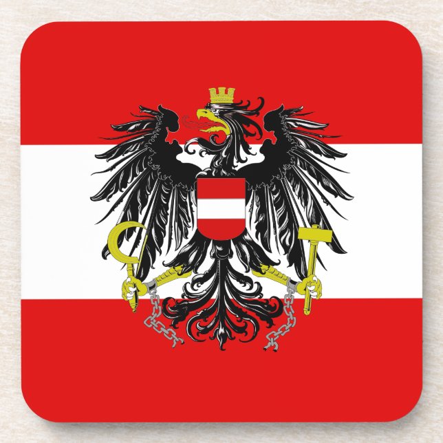 Austrian flag drink coaster (Front)