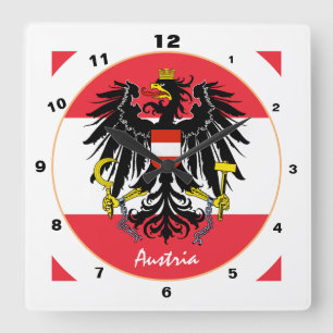 Austrian Flag, Eagle & Austria fashion /design Square Wall Clock