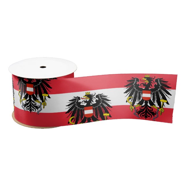 Austrian Flag & Eagle symbol, Austria holiday gift Satin Ribbon (Spool)