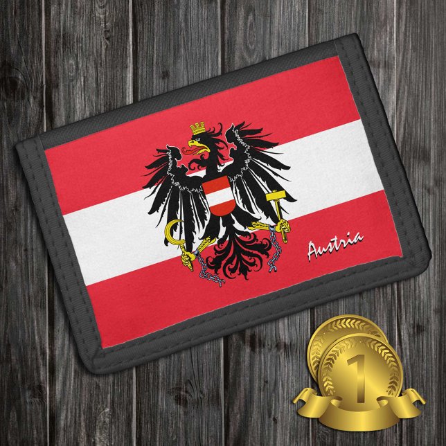 Austrian flag fashion, Austria patriots / sports Trifold Wallet (Creator Uploaded)