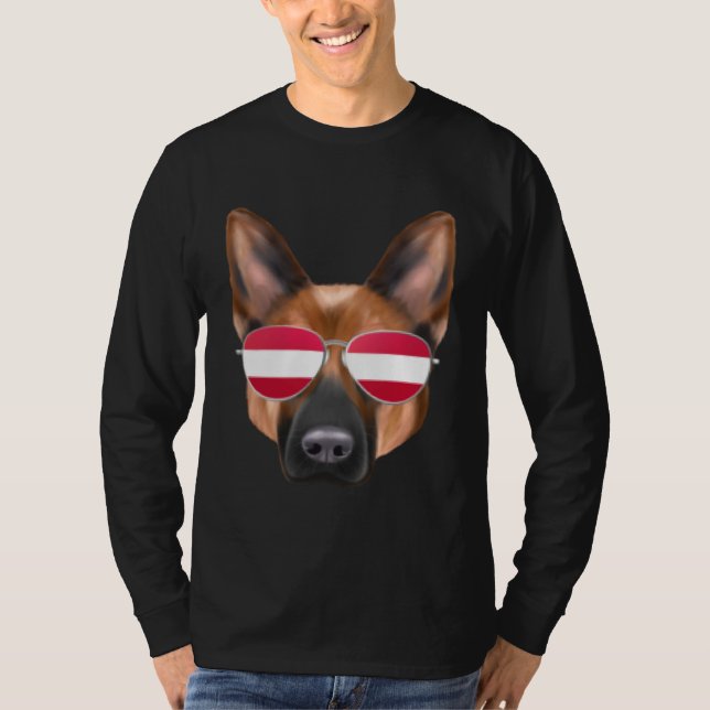 Austrian Flag German Shepherd Dog Austria Pocket T-Shirt (Front)