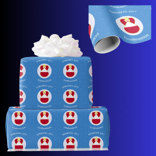 Austrian Flag Hanukkah Angel Personalized Wrapping Paper